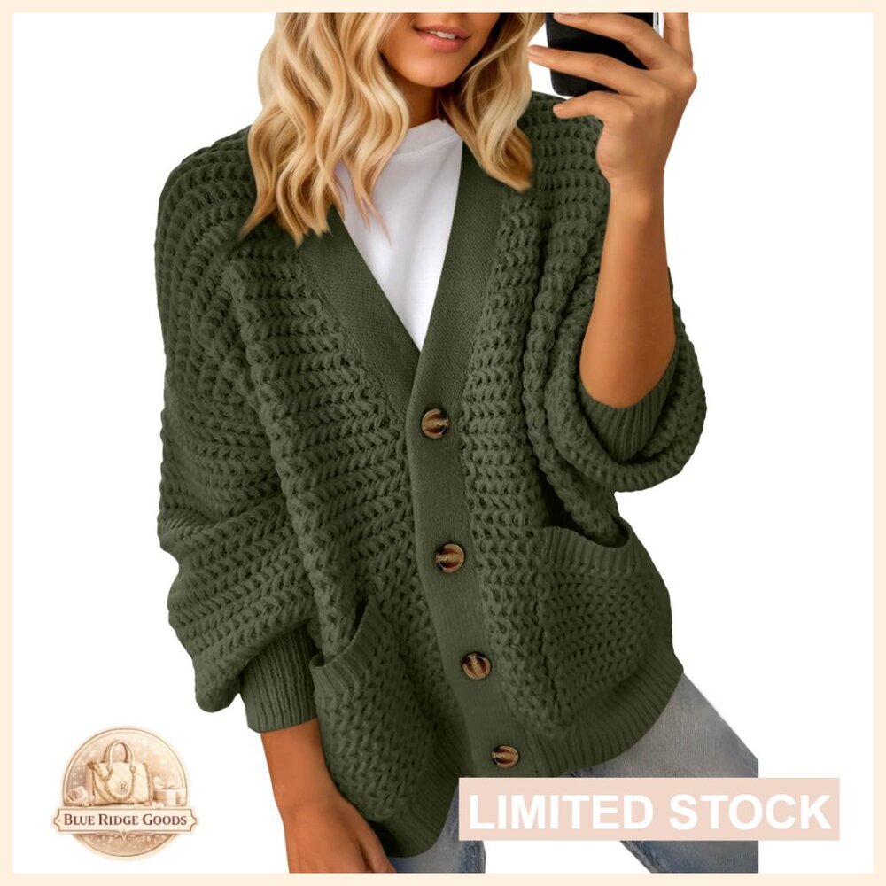 Open Front Long Sleeve Chunky Knit Cardigan Sweater Outerwear